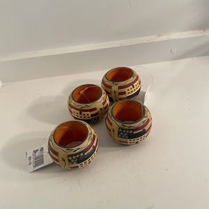 NWT 4X Lot PARK DESIGNS Napkin HOLDER Rings WOOD Hand Painted